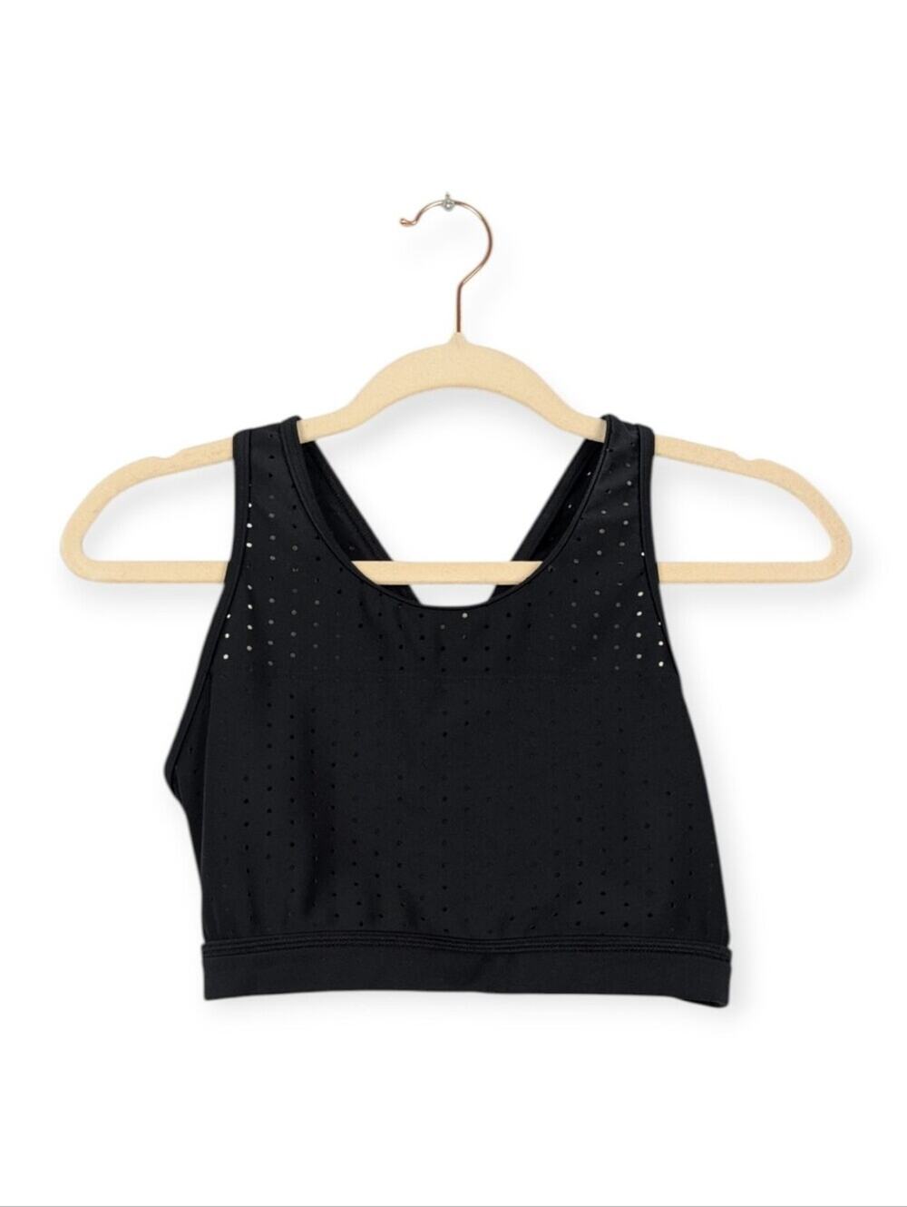 Buffbunny Sports Bra M Black Perforated Racerback Medium Support Gym Yoga